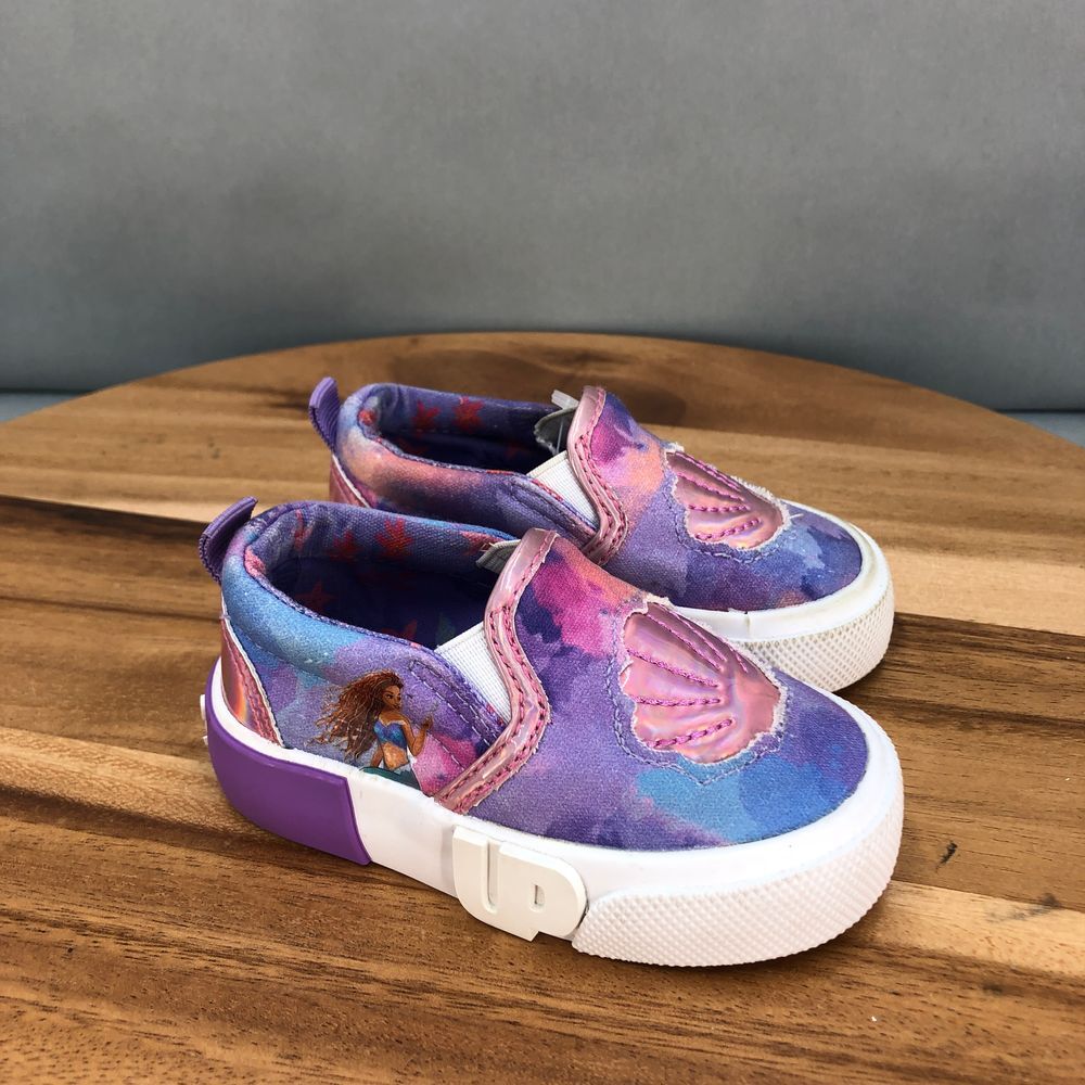 Ground Up Ariel‎ Little Mermaid Shell Slip On Shoes Girls 6 Purple Blue Pink